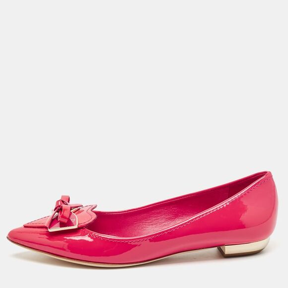 Dior Pink Patent Leather Bow Pointed Toe BalletFlats Size 35.5,New Products : American Fashion Style Bags On Sale
